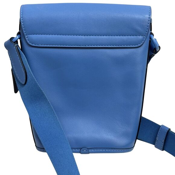 Coach Blue Crossbody Bag Leather Flap Messenger Modern Urban Adjustable Strap - Picture 5 of 11